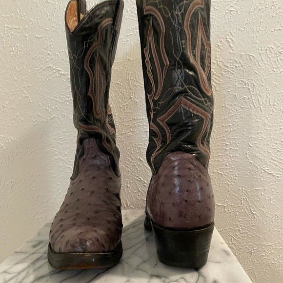 Larry Mahan Grey Full Quill Ostrich Boots